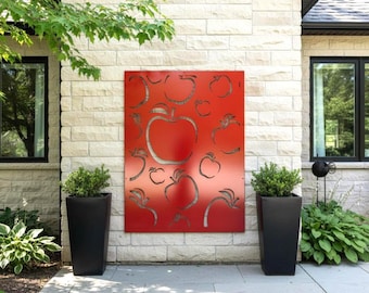 Metal Privacy Screen, Aluminum Room Divider, Decorative Indoor Screen, Apple Metal Panel, Privacy Room Panel