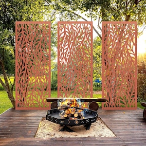 Corten Steel Privacy Panel, Garden Rust Metal Screen, Patio Divider, Backyard Fence Panel, Outdoor Privacy Wall