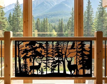Deer Metal Privacy Screen, Wildlife Fence Panel, Aluminum Railing Insert, Outdoor Wall Art, Cabin Decor