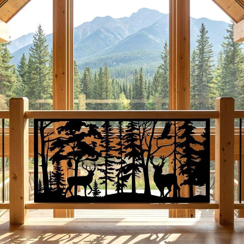 Deer Railing Panel Deer Metal Privacy Screen, Wildlife Fence Panel, Aluminum Railing ...