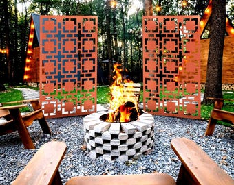 Rusty Metal Screens for Garden, Corten Panels, Patio Privacy Screen, Oversize Garden Art, Metal Panels, Garden Decor