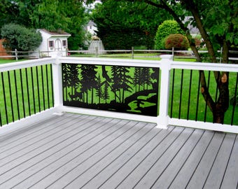 Metal garden decorative panel, River and animals panel Outdoor/Indoor Living, Lasercutarts Metal Privacy Screen,