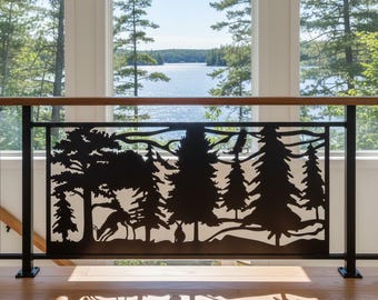 Deer and Rabbit Garden Decor Panel, Bunny Privacy Screen, Vegetable Garden Fence, Cute Animal Art, Metal Divider