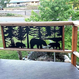 Decorative Aluminum Privacy Screen, Bear Fence Panels for Garden, Patio & Decks, Metal Fence Panel for Outdoor Spaces