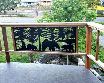 Decorative Aluminum Privacy Screen, Bear Fence Panels for Garden, Patio & Decks, Metal Fence Panel for Outdoor Spaces