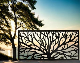 Aluminum Tree Trunk Panel, Aluminum panel, aluminum will not rust, Metal Privacy Screen, Fence, Decorative Panel, Wall Art Tree of Life