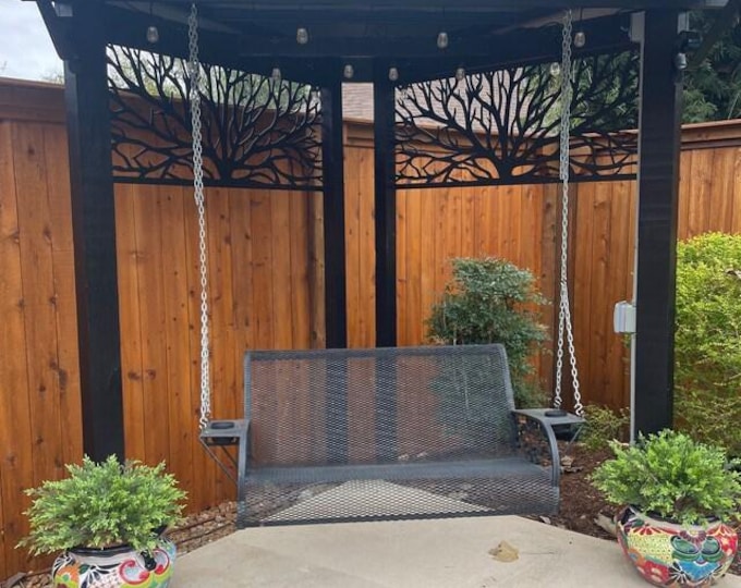 Featured listing image: Metal Garden Fence Privacy Screen Decorative Aluminum Outdoor Fence Panel Modern Design Tree Trunk Panel