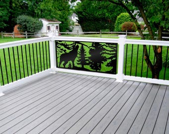 Aluminum Garden Privacy Screen Panel, Modern Fence Topper & Outdoor Wall Décor, Elk Design