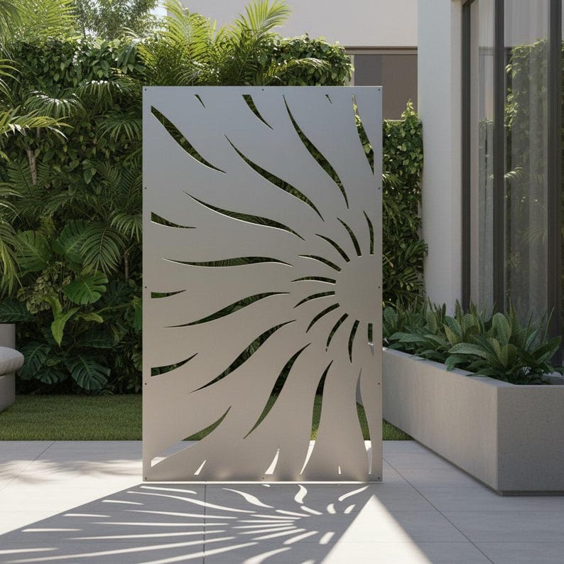 Partial Sun Railing Box Aluminum Decor Panel Railing Custom Panels, Room Divider, Half Sun ...