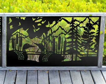 Loons metal privacy screen outdoor, aluminum privacy screen, privacy screen indoor, metal screen panel, metal decorative panel, metal wall