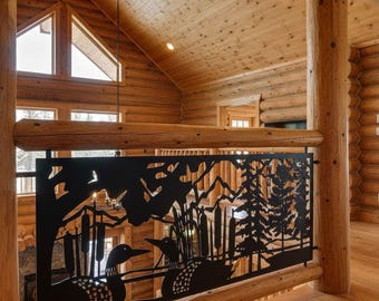 Garden Fence Insert, Loon Metal Privacy Screen, Cottage Dock Railing, Lake House Decor, Water Bird Art