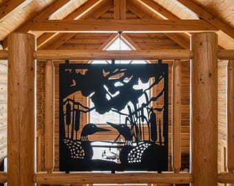 Outdoor Aluminum Privacy Screen, Loons Metal Privacy Panel, Decorative Fence, Deck & Patio Panel