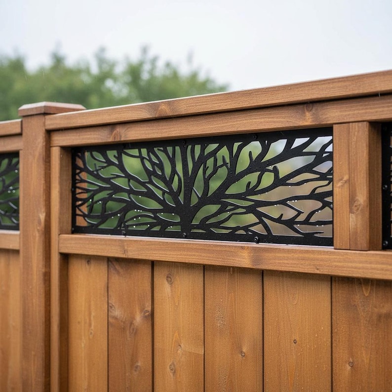 Metal Railing Topper Insert Aluminum Fence Topper Tree Trunk Insert, Fencing Trellis Fence Topper ...