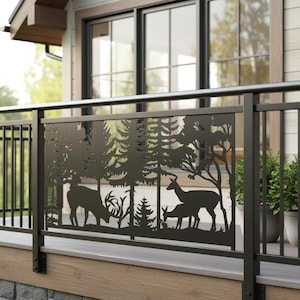 Deer Metal Privacy Screen, Whitetail Buck Fence Panel, Outdoor Wall Art, Aluminum Railing Insert, Forest Wildlife Scene