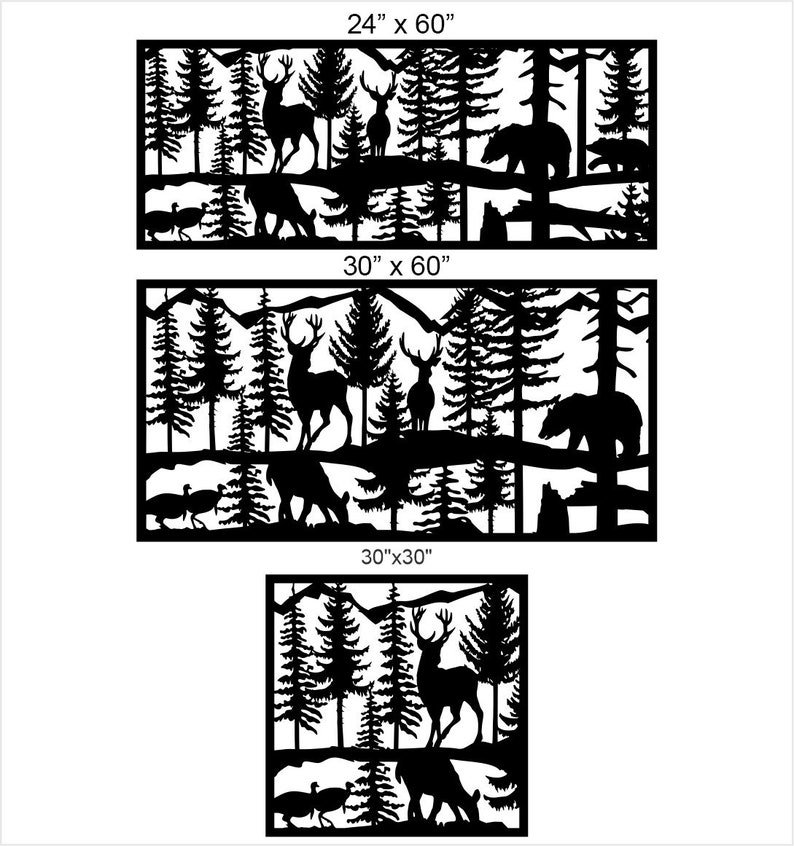 Wildlife Panels Scene With Deer and Bear Wall Decor Etsy