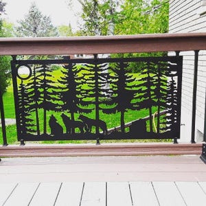 Metal Garden Fence Panel, Decorative Aluminum Outdoor Privacy Screen for Fence, Wall & Railing, Wildlife Wolf Design