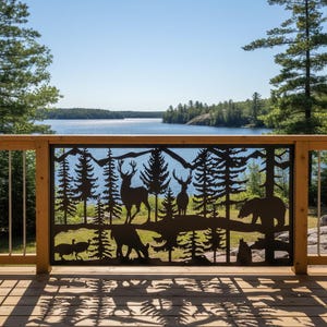 Wildlife Animals Metal Screen, Aluminum Garden Privacy Screen Panel, Outdoor Room Divider, Fence Extension, Forest Pattern