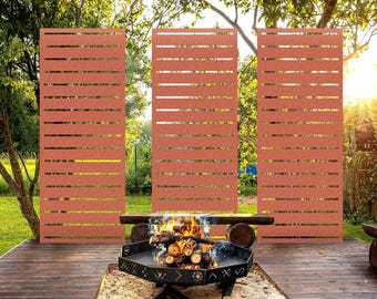 Stripes Style Deck Panel, Corten Steel Privacy Screens, Rusted Metal Decorative Panels for Garden or Patio, Custom Outdoor Wall Art