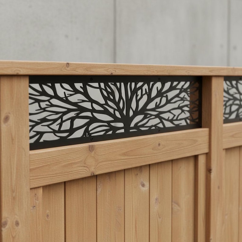 Tree Trunk Insert Aluminum Fence Topper Tree Trunk Insert, Fencing Trellis Fence Topper ...