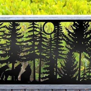 mothers Day, Aluminum wolf, metal yard art,  Metal wolf panel - Wildlife Wolf Panel Outdoor/Indoor Living Metal Privacy Screen