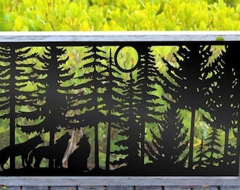 Aluminum wolf - Metal Wolf art -  Metal wolf panel - Wildlife Wolf Panel Outdoor/Indoor Living Metal Privacy Screen,