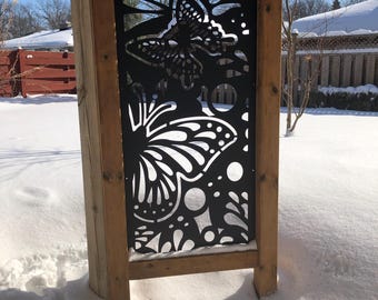Butterfly Privacy Panel, Fence, Decorative Panel, Wall Art, Garden Panel, Abstract Trees Panel Metal Privacy Screen