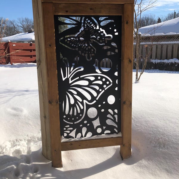 Butterfly Privacy Panel, Fence, Decorative Panel, Wall Art, Garden Panel, Abstract Trees Panel Metal Privacy Screen
