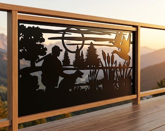 Deck Metal Privacy Panel, Duck Hunting Decor, Outdoor Aluminum Screen, Lake Cottage Privacy, Nature Scene