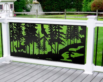 Metal Art - Metal Sculpture - Aluminum Privacy Screen - River and animals panel Outdoor/Indoor Living, Lasercutarts Metal Privacy Screen