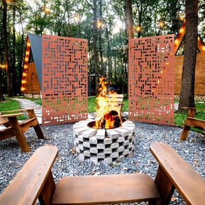 Corten Steel Privacy Panels, Rusted Metal Wall Art for Garden or Patio, Decorative Screens for Fence or Balcony
