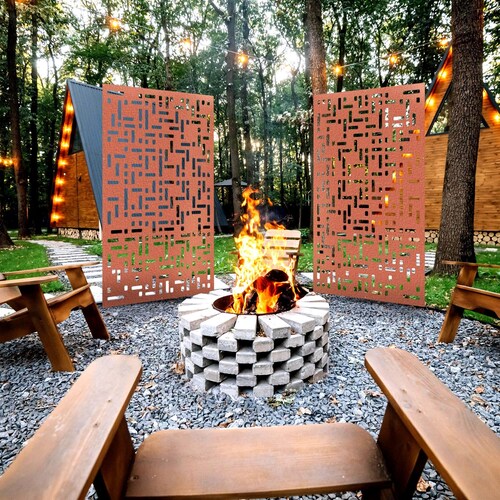 Corten Steel Privacy Panels, Rusted Metal Wall Art for Garden or Patio, Decorative Screens for Fence or Balcony