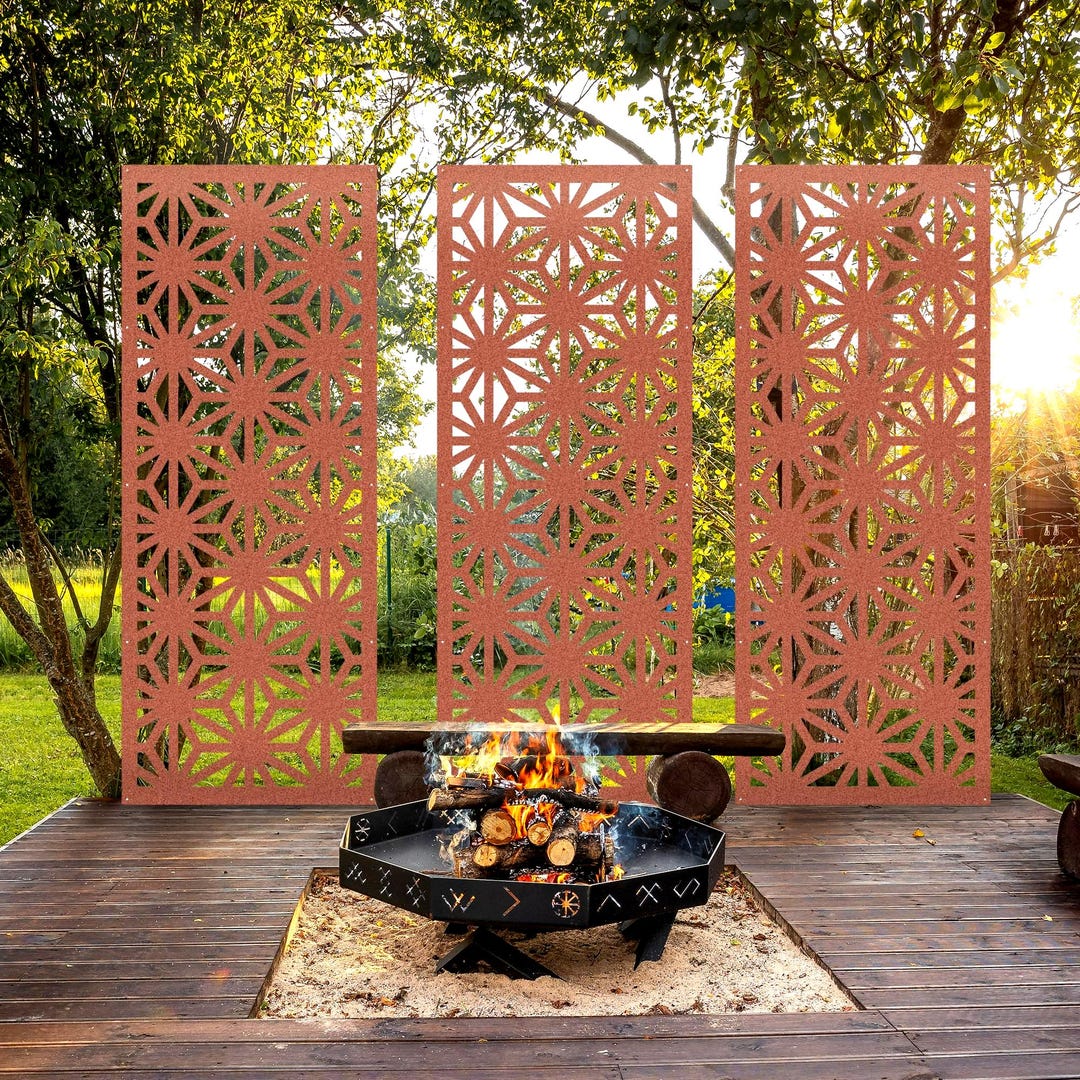 Corten Steel Panel Inserts, Decorative Rusted Metal Privacy Screens ...