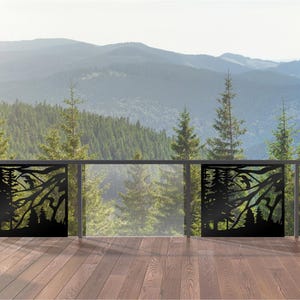 Decorative Metal Privacy Screen Panel , Forest and Mountains Metal ...