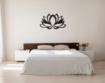Lotus Flower Wall Hanging Metal Decor, Laser Cut Office Art, Yoga Studio Decor, Unique Design