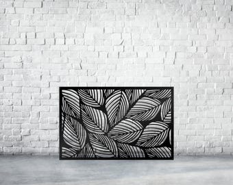 Birch leaves, privacy screen indoor, metal screen panel, metal decorative panel, Decorative Panel, Wall Art