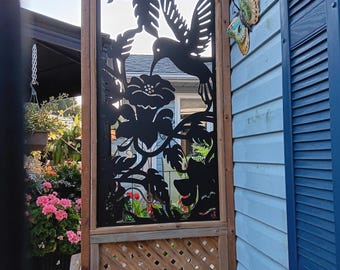 Decorative Metal Privacy Screen, Outdoor Aluminum Decor, Hummingbird Panel, Indoor/Outdoor Gift