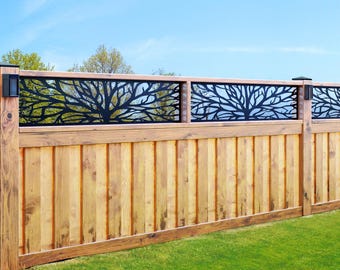 Aluminum Fence Topper Tree Trunk insert, fencing trellis fence topper metal, Deck Panel, Privacy Screen Staircase Railings,