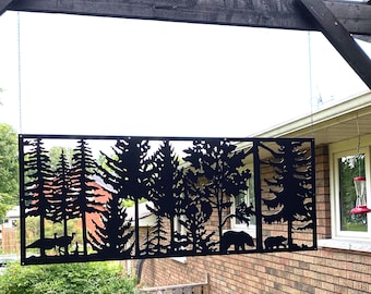 Metal Garden Privacy Screen Panel, Decorative Aluminum Fence Panel for Outdoor Walls, Decks, Pergolas & Architectural Privacy, Turkey Bear