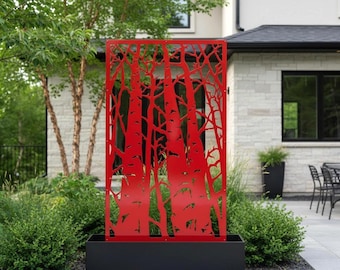 Metal Garden Fence Privacy Screen Decorative Aluminum Outdoor Fence Panel Modern Design Abstract Trees Panel