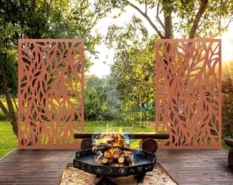 Modern Corten Steel Screen, Rust Metal Privacy Fence, Decorative Steel Panel, Patio Screen, Balcony Divider