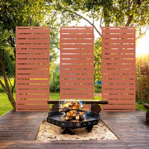 Stripes Style Deck Panel, Corten Steel Privacy Screens, Rusted Metal Decorative Panels for Garden or Patio, Custom Outdoor Wall Art