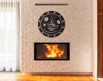 Metal Coffee Cup Art, Abstract Swirly Design, Kitchen Wall Decoration, Coffee Lover Gift Idea