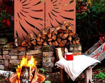 Rusty Corten Balcony Panel, Weathering Steel Deck Screen, Metal Fence Topper, Custom Corten Privacy Panel, Outdoor Rust Decor