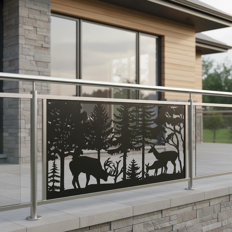 Deer Railing Panel Deer Metal Privacy Screen, Whitetail Buck Fence Panel, Outdoor Wall Art ...