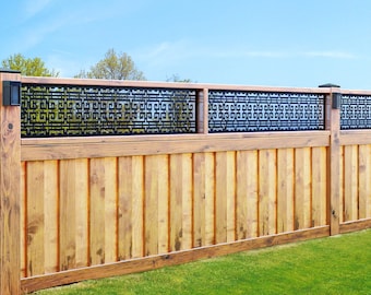 Aluminum Fence Topper for Privacy, Fence Toppers Metal Decorative Panels, Geometric Metal Privacy Screen, Gingham fence toppers panel