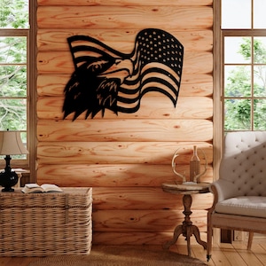 American Eagle Metal Wall Art, American Flag Wall Decor, US Large Metal Eagle Wall Sign, Fourth of July Independence Day Flag,Patriotic Gift