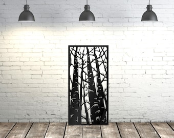 Metal Garden Fence Privacy Screen Decorative Aluminum Outdoor Fence Panel Modern Design Abstract Trees Panel