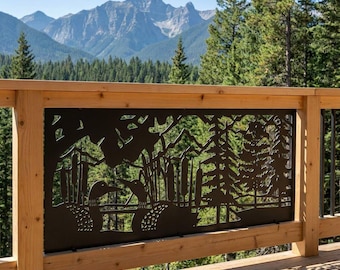 Wild Loons Metal Screen, Garden Privacy Panel, Deck Railing Insert, Rust Proof Decor