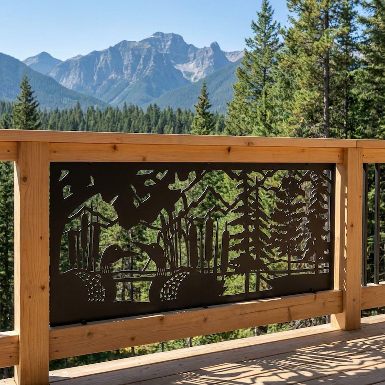 Wild Loons Metal Screen, Garden Privacy Panel, Deck Railing Insert ...