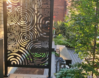 READY TO SHIP Modern Circles 36"W x 60"H x 1/8" Metal privacy screen Metal privacy panels, decorative panel, Metal privacy screen